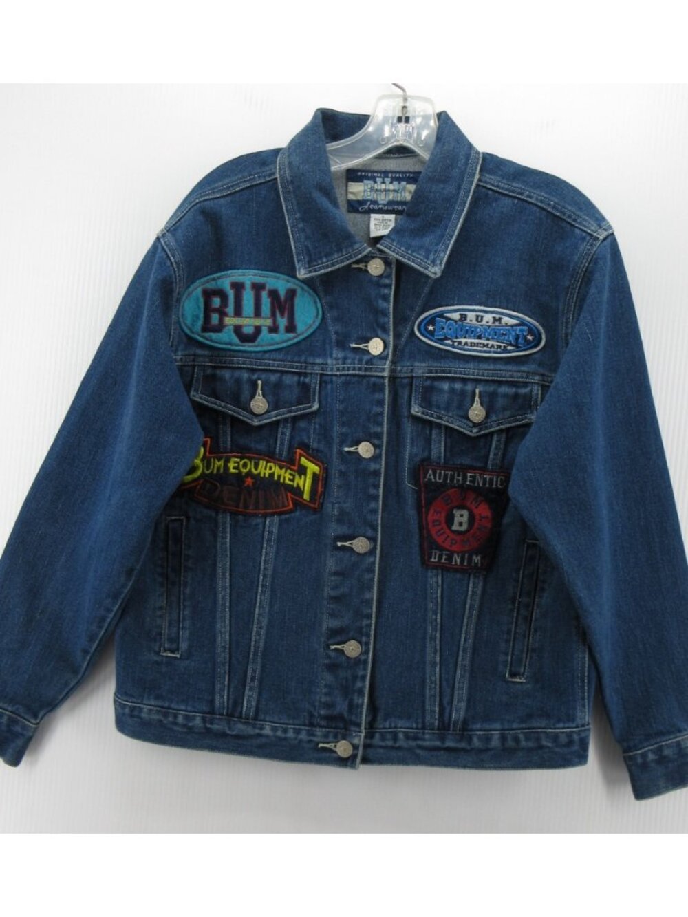 VINTAGE BUM Equipment Jacket Small Trucker Patch Logo Y2K Streetwear*